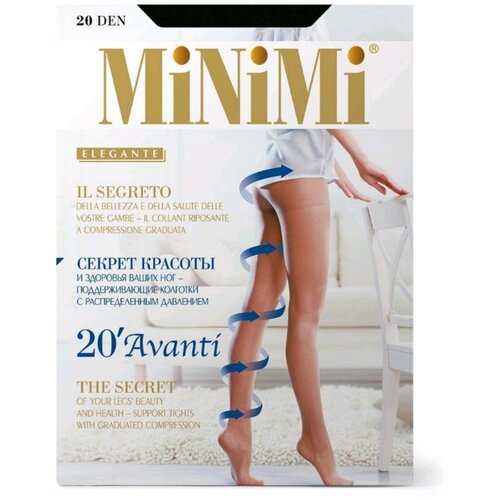 Колготки  MiNiMi Avanti 20 (утяжка по ноге) - Minimi *, 20 den, матовые, с шортиками, с ластовицей, размер 5, черный