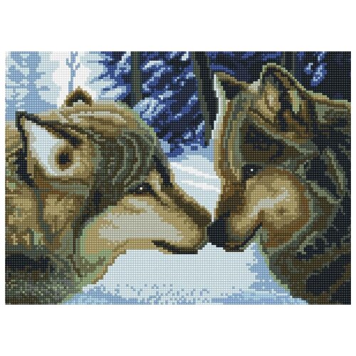 Алмазная вышивка Белоснежка Волки в зимнем лесу, 40x30