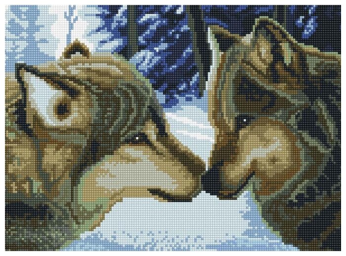 Алмазная вышивка Белоснежка "Волки в зимнем лесу" 40x30