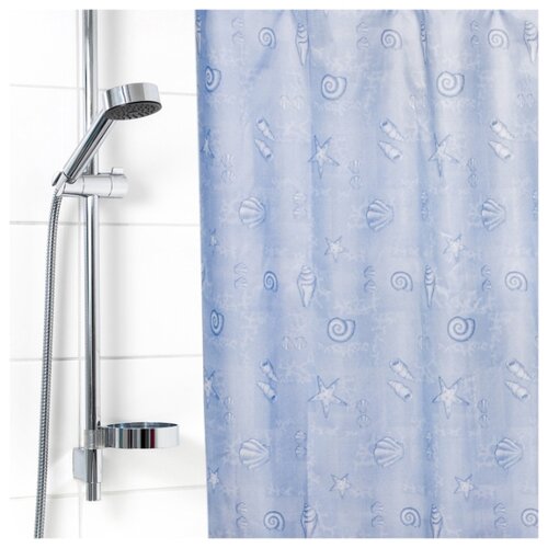 фото 1499-2 штора для ванной комнаты 180х180см ракушки голубые полиэстер вилина