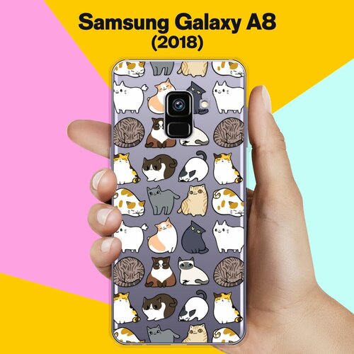 Силиконовый чехол на Samsung Galaxy A8 (2018) Коты / для Самсунг Галакси А8 2018 пластиковый чехол единорог цветы на samsung galaxy a8 2018 самсунг галакси а8 2018