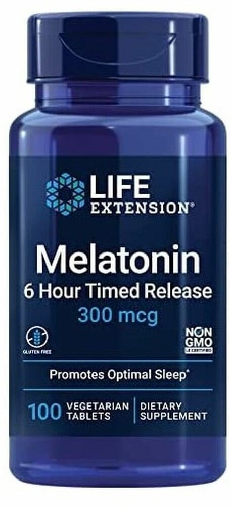 Melatonin 6 Hour Timed Release 300 mcg, 100 vegetarian tablets