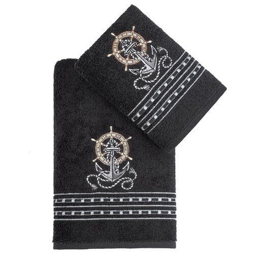 фото Комплект махровых полотенец "karna" marin; антрацит; размер: 50х90-70х140