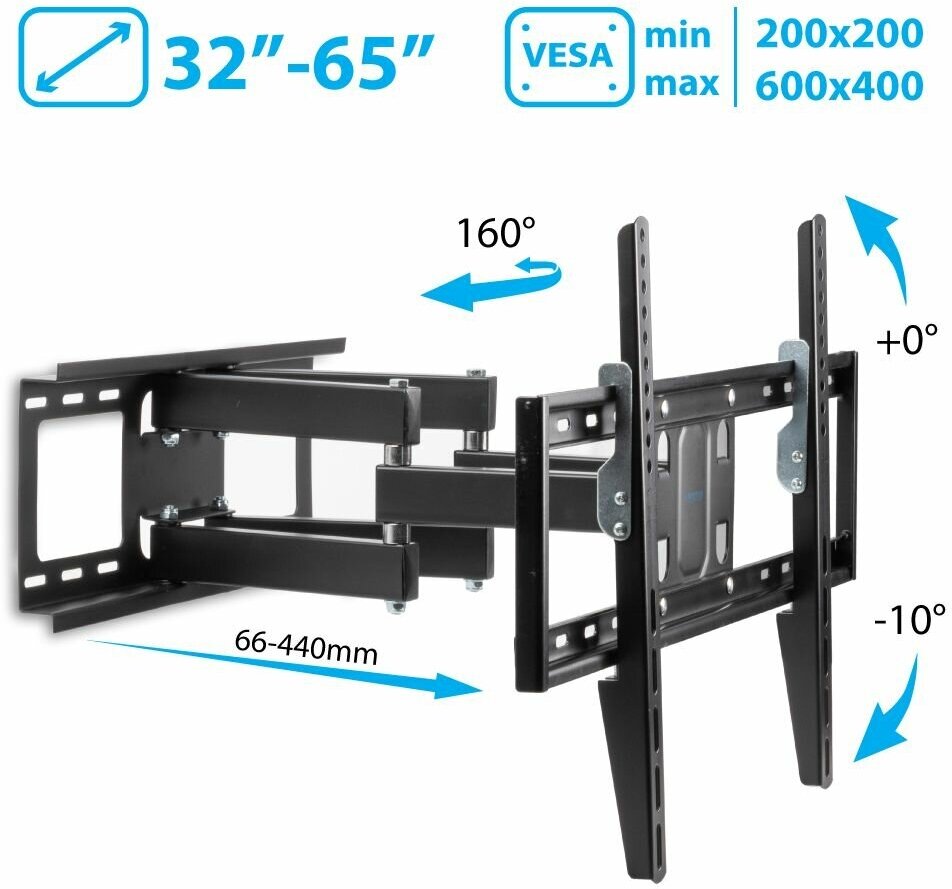 Кронштейн на стену Kromax Optima-409, black — купить в интернет-магазине по низкой цене на Яндекс Маркете