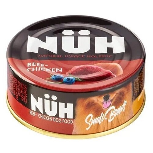 Консервы беззерновые для взрослых собак мелких пород NUH с индейкой и цыпленком 100 г.