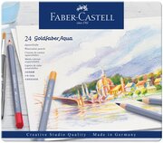 Цветные карандаши акварельные художественные для рисования / Набор карандашей 24 цвета Faber-Castell "Goldfaber Aqua" / профессиональные для художников, для творчества и скетчинга