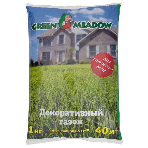 Смесь семян GREEN MEADOW Декоративный газон для глинистых почв, 1 кг, 1 кг смесь семян green meadow декоративный стандартный газон 1 кг