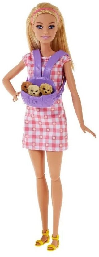 Игровой набор Barbie. Doll и Новорожденные щенки HCK75 (розовый)