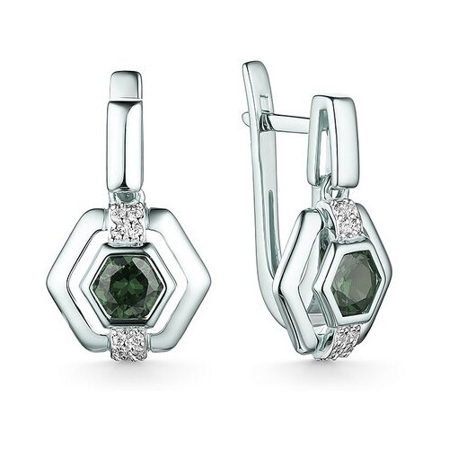 Серьги Bolshakoff, серебро, 925 проба, фианит, хризолит