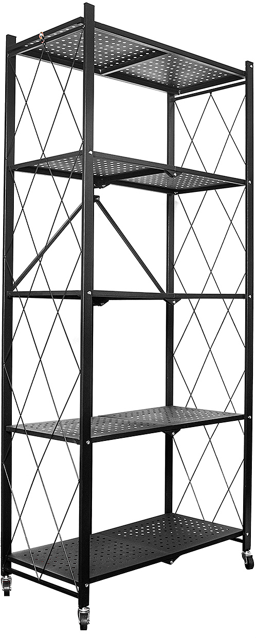 Стеллаж металлический на колёсиках (5 полок, 157х71х31 см, черный) Hans&Helma складной для мастерской дом дачи растений хранение инструментов этажерка - фотография № 9