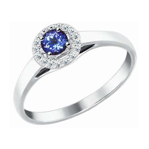 фото Кольцо из белого золота sokolov 6014079 с бриллиантом и танзанитом, размер 19,5 diamant-online