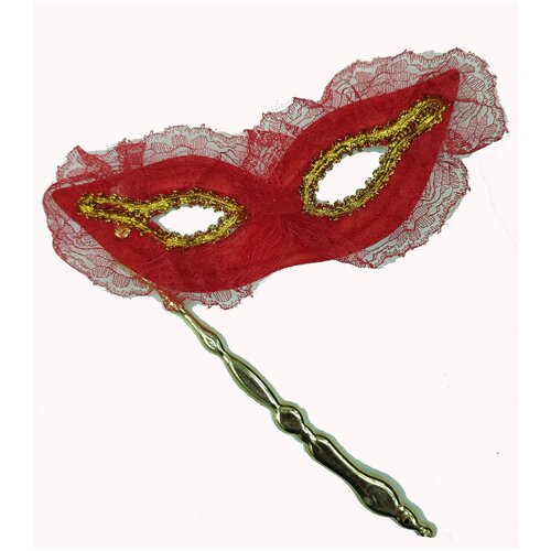 фото Маска венецианская на держателе красная китай