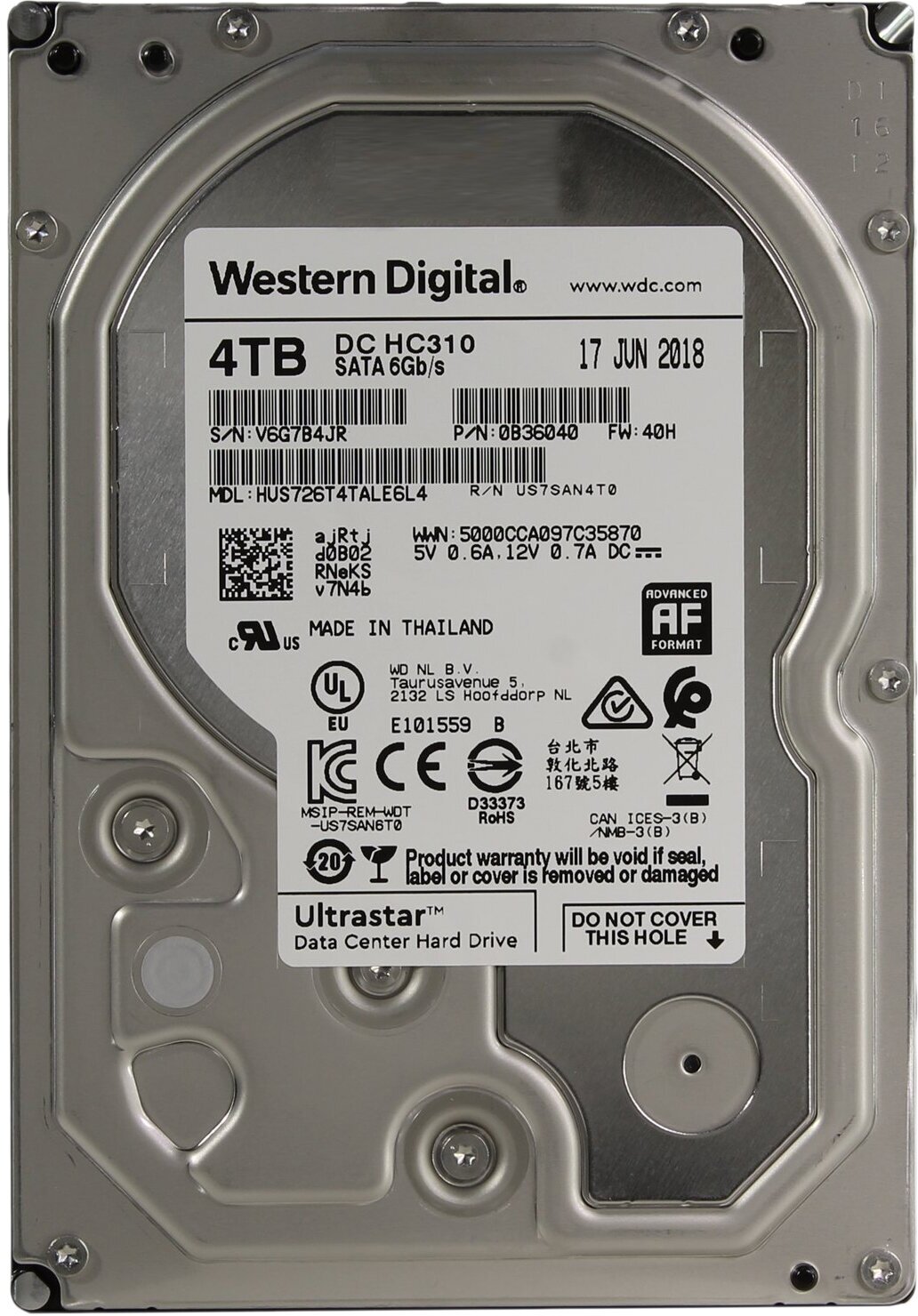 Жесткий диск Western Digital Ultrastar DC HC310 4 ТБ HUS726T4TALE6L4 - фотография № 3