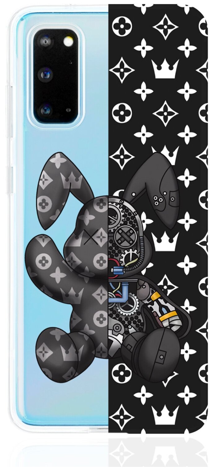 Прозрачный силиконовый чехол MustHaveCase для Samsung Galaxy S20 Bunny Черный для Самсунг Галакси С20 Противоударный