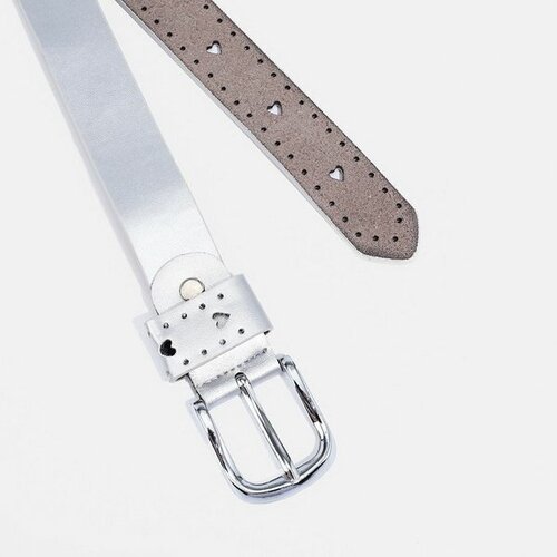 фото Ремень сима-ленд, размер 80, серебряный сима-лэнд