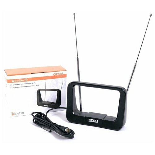 Антенна комнатная Сигнал SAI-119, DVB-T2, ДМВ+МВ, активная антенна комнатная dvb t2 и дмв пассивная сигнал spi 120