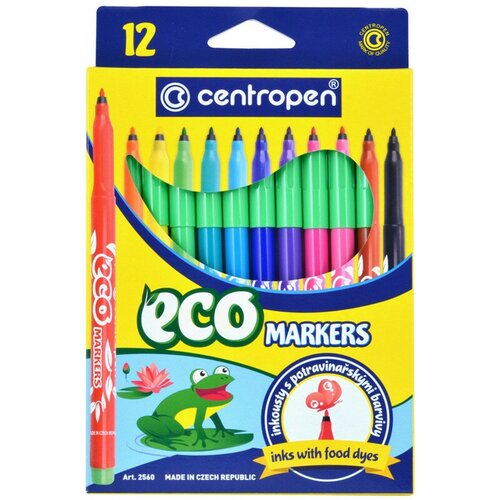 Фломастеры Centropen ECO Markers, 12цв, трехгранные, смываемые, картон, европодвес, 310547 комплект 8 шт фломастеры centropen eco markers 12цв трехгранные смываемые картон европодвес