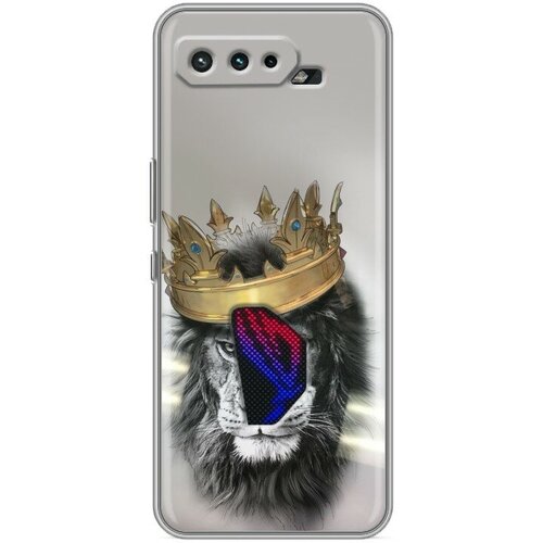 Дизайнерский силиконовый чехол для Асус Рог Фон 5/5s / ASUS ROG Phone 5 Лев с короной