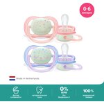 Светящаяся соска-пустышка Philips Avent ultra air night SCF376/11 силиконовая, с футляром для хранения и стерилизации, 0-6 мес, 2 шт, зеленый - изображение