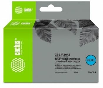Картридж струйный Cactus CS-3JA30AE 963XL черный (58мл) для HP OfficeJet Pro 9010/9010e/9012/9014/90