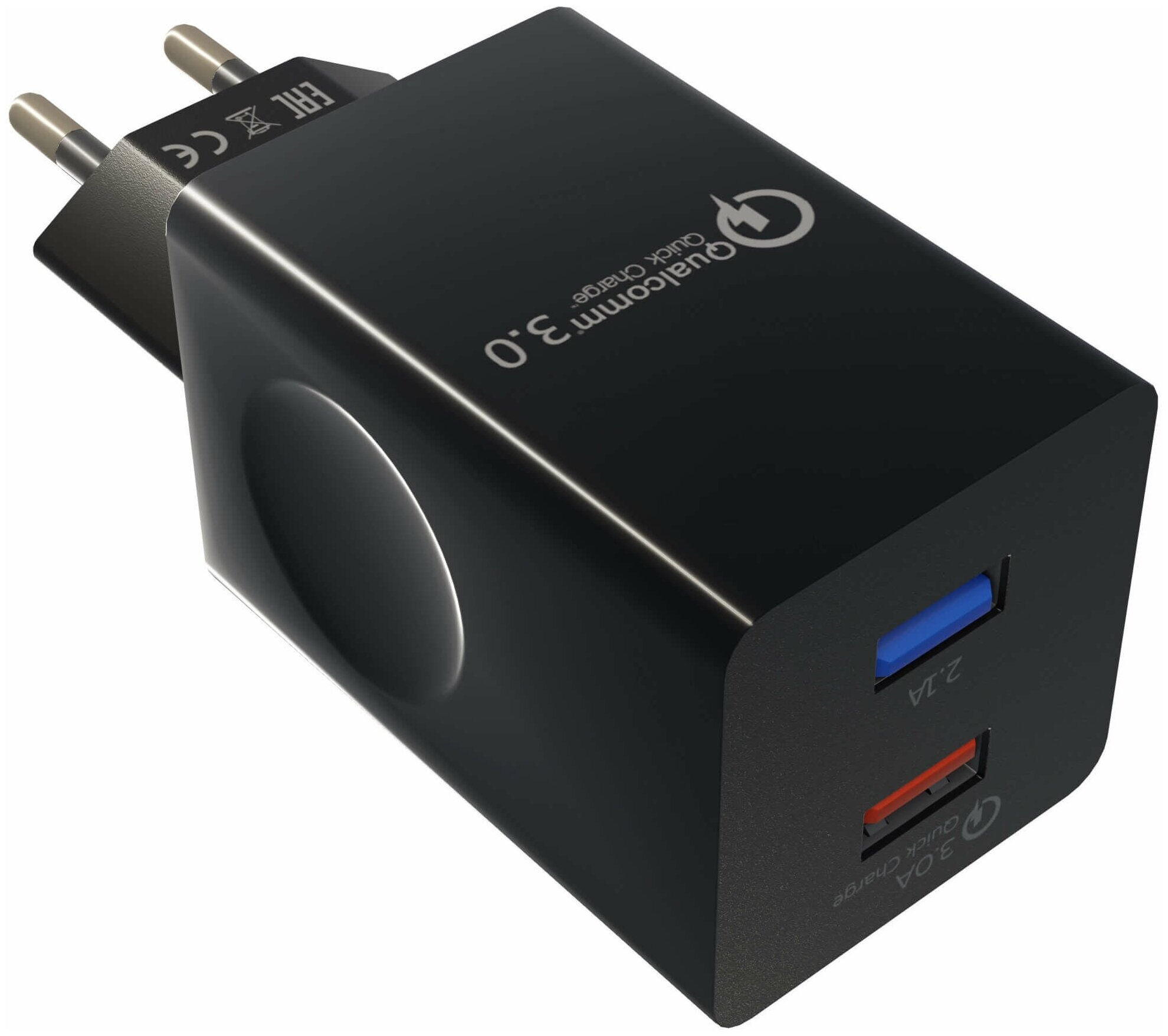 Зарядное устройство сетевое More Choice Smart 2*USB 3.0А QC3.0 быстрая зарядка для Type-C Black - фото №1