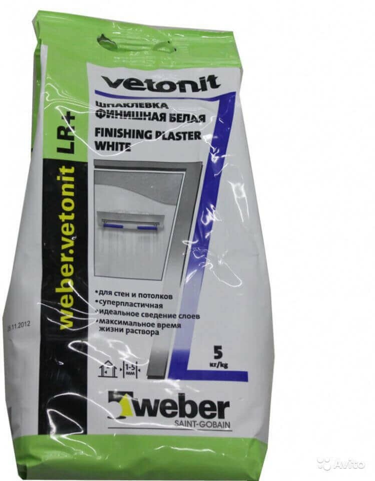 Шпаклевка полимерная Weber.vetonit LR+ белая 5 кг