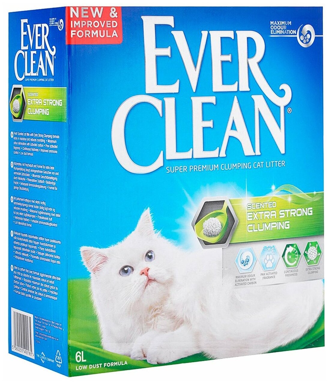 EVER CLEAN EXTRA STRONG CLUMPIN SCENTED наполнитель комкующийся для туалета кошек с ароматизатором зеленая полоска (6 + 6 л)