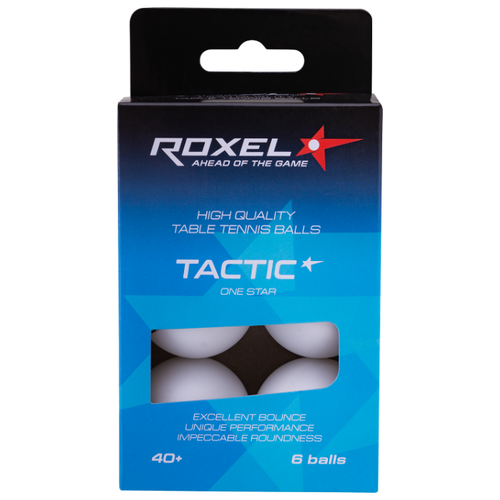 фото Мяч для настольного тенниса roxel 1* tactic, белый, 6 шт.