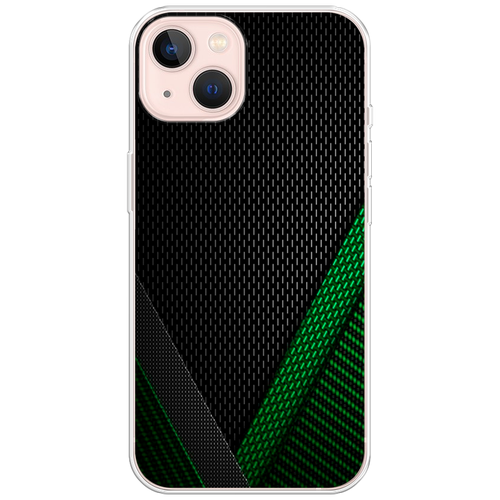 Силиконовый чехол на Apple iPhone 13 / Айфон 13 Зеленый карбон