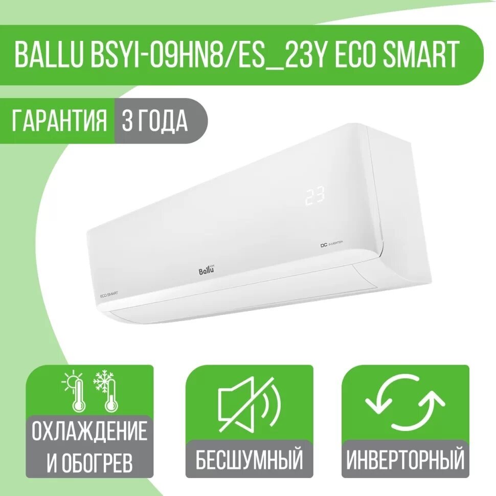 Сплит-система Ballu BSYI-09HN8/ES_23Y Eco Smart DC Inverter R32 - фотография № 4