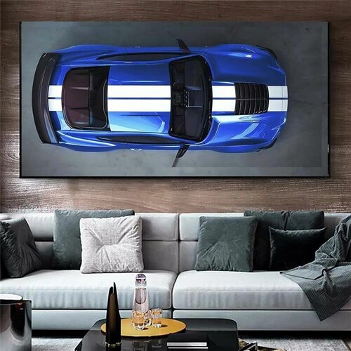 Интерьерная картина машина синяя 3D Sport Car 55х110 см. арт Машина_14_50х80