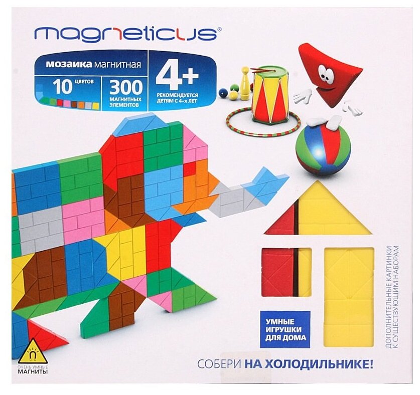 Магнитная мозаика Magneticus "Слон" MM-010, магнитные элементы, от 4 лет, 10 цветов