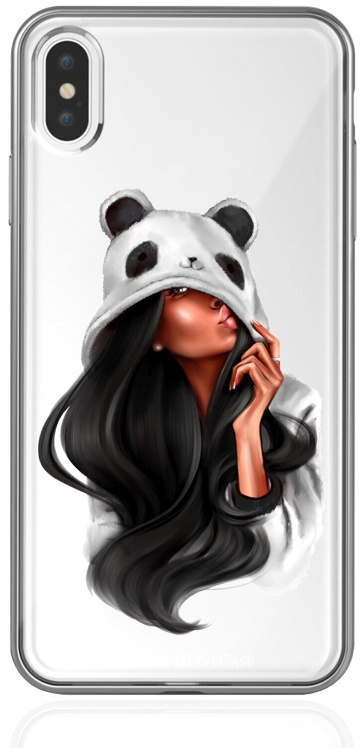 Прозрачный силиконовый чехол MustHaveCase для iPhone XsMax Panda Girl/ Панда для Айфон 10С Макс Противоударный