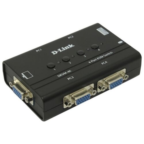 Переключатель D-Link Dkvm-4k/b2b, 4-port KVM Switch with VGA and PS/2 ports.Control 4 computers from