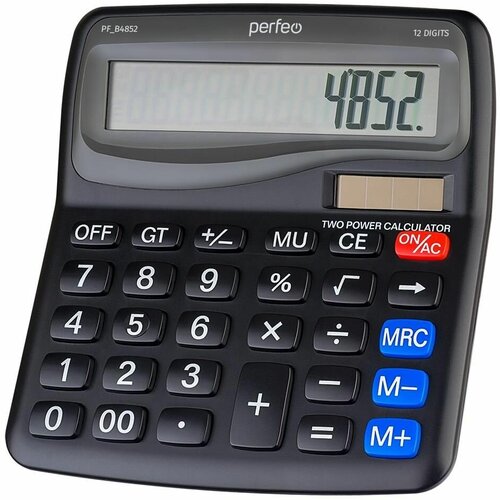 Калькулятор настольный 12 -разрядный PF_B4852 2пит 160*150 (черный корпус) (картонная упаковка с европодвесом) (29155)