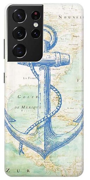 Чехол - накладка ArtColor для Samsung Galaxy S21 Ultra с принтом "Якорь на карте"