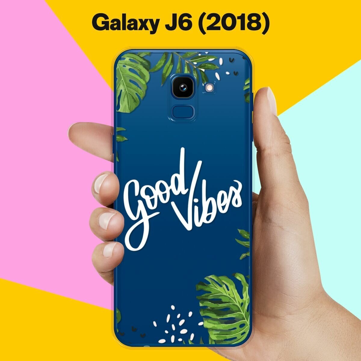 Силиконовый чехол на Samsung Galaxy J6 (2018) Надпись в пальмах / для Самсунг Галакси Джей 6 2018