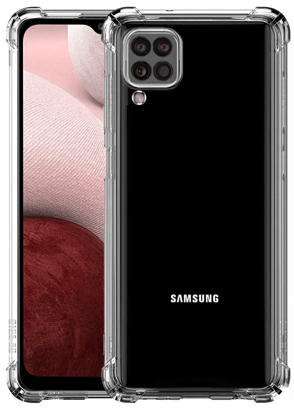 Противоударный силиконовый чехол для телефона Samsung Galaxy A22 4G / Ударопрочный чехол для смартфона Самсунг Галакси А22 4Г с защитой / Прозрачный