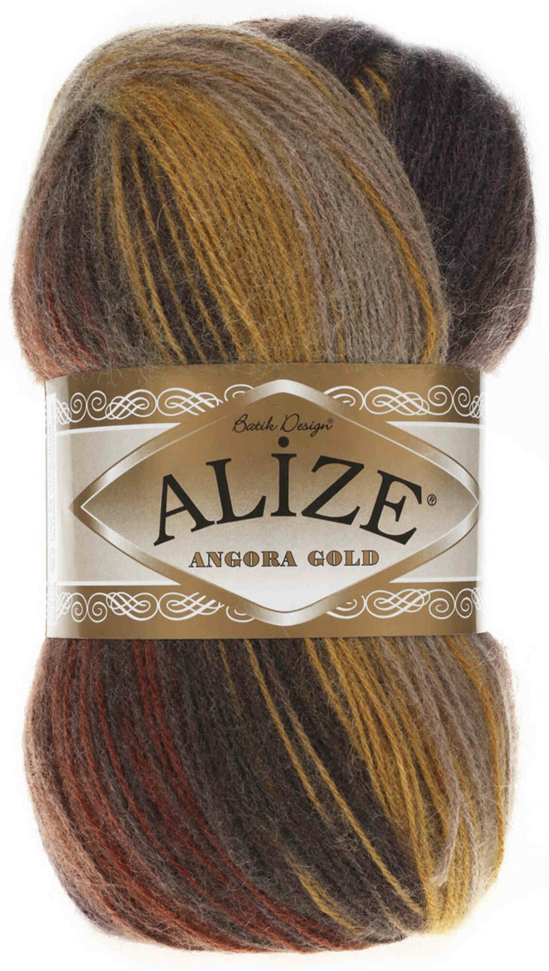Пряжа Alize Angora Gold Batik серый-охра-коричневый (3379), 80%акрил/20%шерсть, 550м, 100г, 1шт