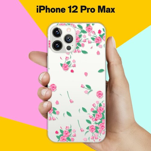 силиконовый чехол розочки на apple iphone 12 pro max Силиконовый чехол Розочки на Apple iPhone 12 Pro Max