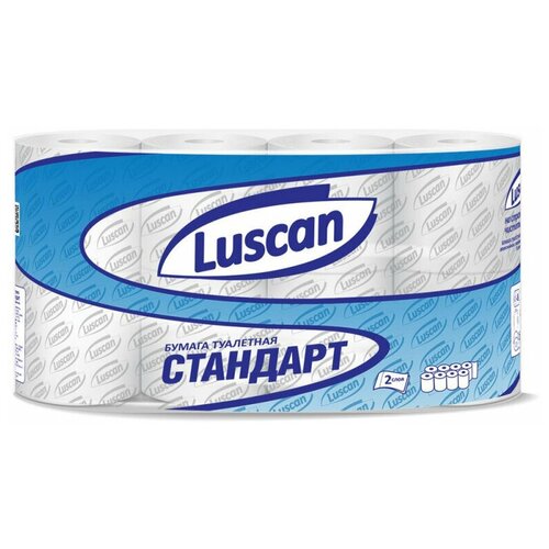 Бумага туалетная Luscan Standart 2 слоя бел вторич втул 8рул/уп