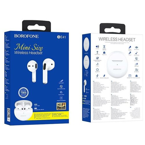 Беспроводные наушники TWS Borofone BE41 BT5125mAh3ч белые 155500₽