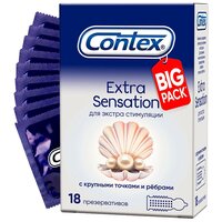 Презервативы Contex Extra Sensation, с крупными точками и ребрами, 18 шт.