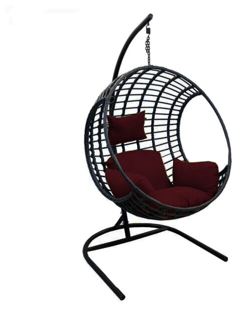 Кресло подвесное мебпласт Лондон арт.D35B-МТ003 Черный/Подушка бордовая - фотография № 1