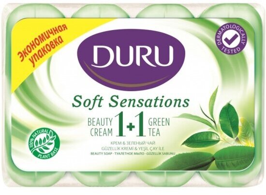 Мыло туалетное DURU, Soft Sensation Зеленый чай, 4*80 гр