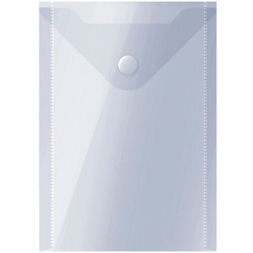 Папка-конверт на кнопке СТАММ А6 (105*148мм), 150мкм, пластик, прозрачная, бесцветная, 5 штук