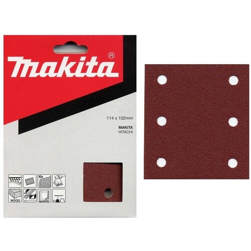 Шлифовальная бумага 93х102 мм, K180, красная, 50 шт Makita P-42472