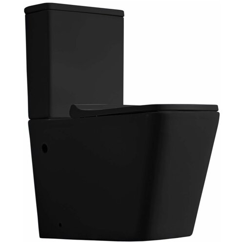 Унитаз компакт CeramaLux 2171MB Черный матовый с бачком и сиденьем Микролифт унитаз напольный безободковый rimless ceramalux черный матовый 2166 1mb