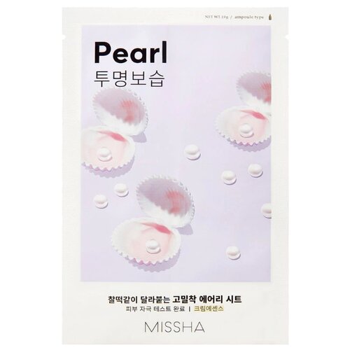 фото Missha Airy Fit Sheet Mask Pearl тканевая маска для сияния кожи с экстрактом жемчуга, 19 г