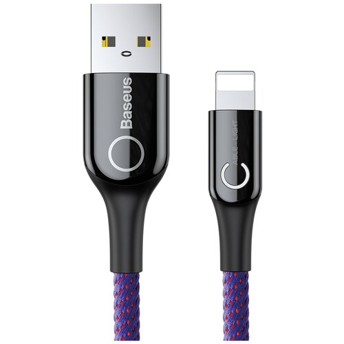 Кабель Baseus C-Shaped USB - Lightning (CALCD), 1 м, фиолетовый кабель baseus c shaped light intelligent power off cable 1 м цвет красный calcd 09 calcd 09